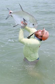 Justin Miller celebrating his Atlantic Permit at ESB Lodge