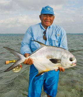 Lincoln Westby with a permit at Blue Horizon Lodge