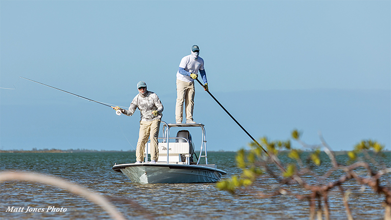 Casting to bonefish from a skiff