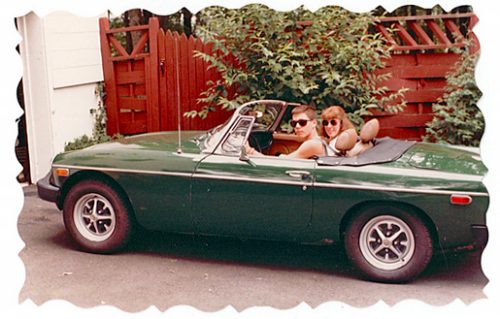 Chris King in his MGB