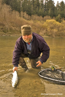 Ernie with a steelhead