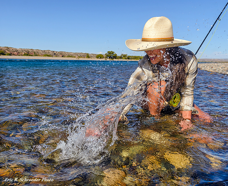 Fly fishing in saltwater flats with CoolNet UV+ Buff for UV