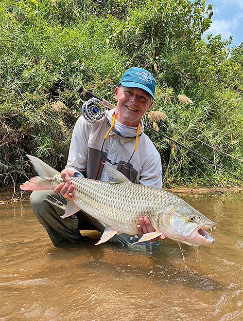 Terry with a Tigerfish - photo by Bob Brennan