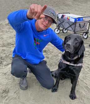 Sampson at the beach