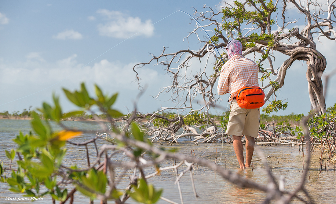 Wading the flats with a Patagonia Guidewater Hip Pack