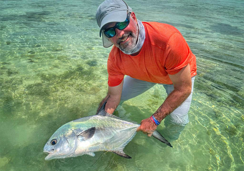 Angler with Permit at ESB Lodge