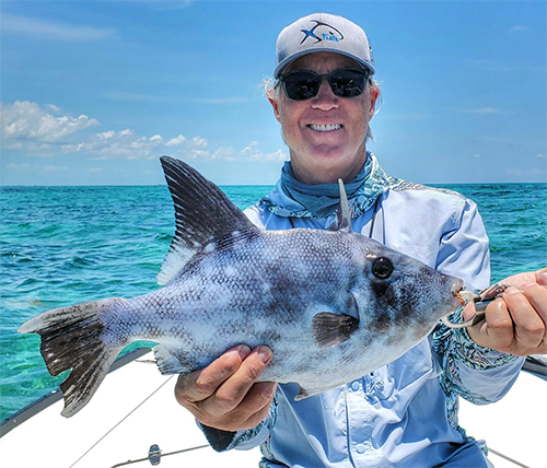 Angler with Triggerfish at ESB Lodge May 15-22, 2022