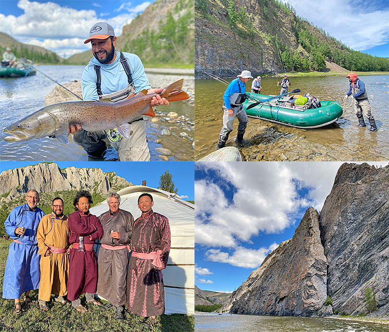 Collage of the group in Mongolia