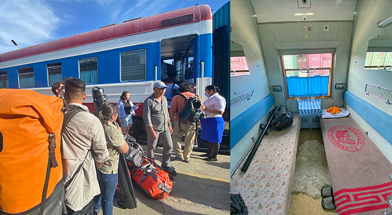 Boarding the train and sleeping car in Mongolia