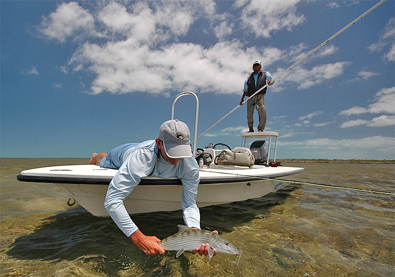 Angler with bonefish at H2O Bonefishing