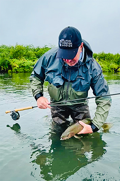 Pat Pendergast with a rainbow on the Cinder