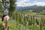 Riding horses with a beautiful view at Montana Wilderness Lodge