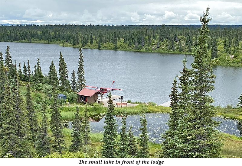 View of the small lake in front of the lodge