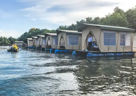 The floating tents at Akuani Floating Camp