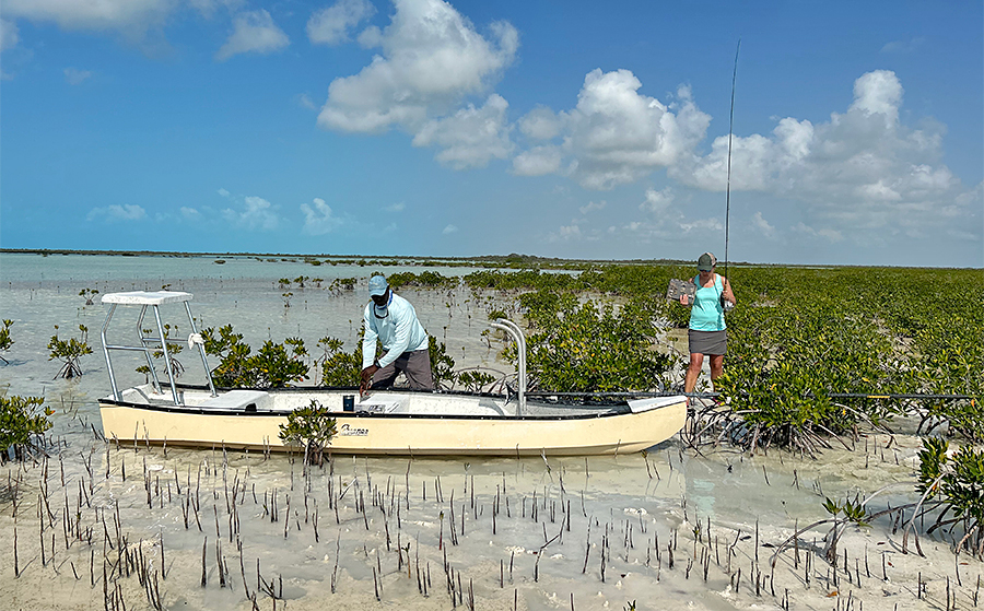 Skiff at Mangrove Cay