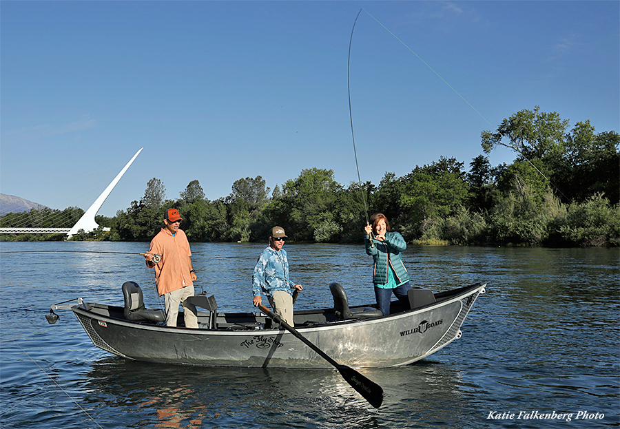 Angler fighting fish on the Lower Sacramento River