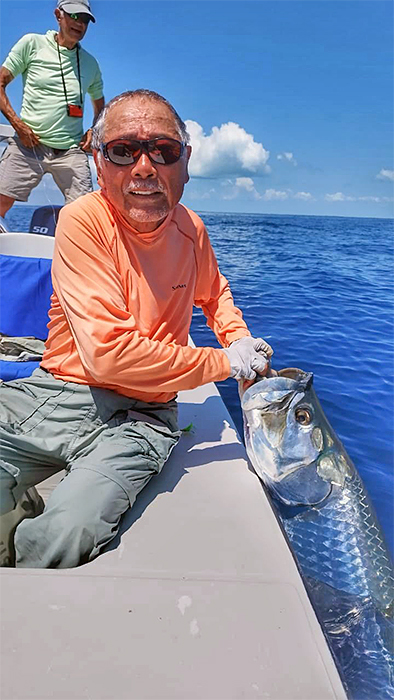 Frank Hatanaka with a tarpon at ESB Lodge