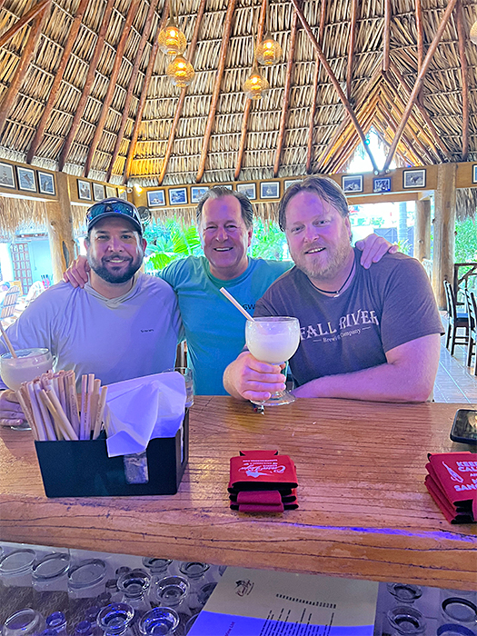 Justin and his crew having their first cocktail at Casa Vieja