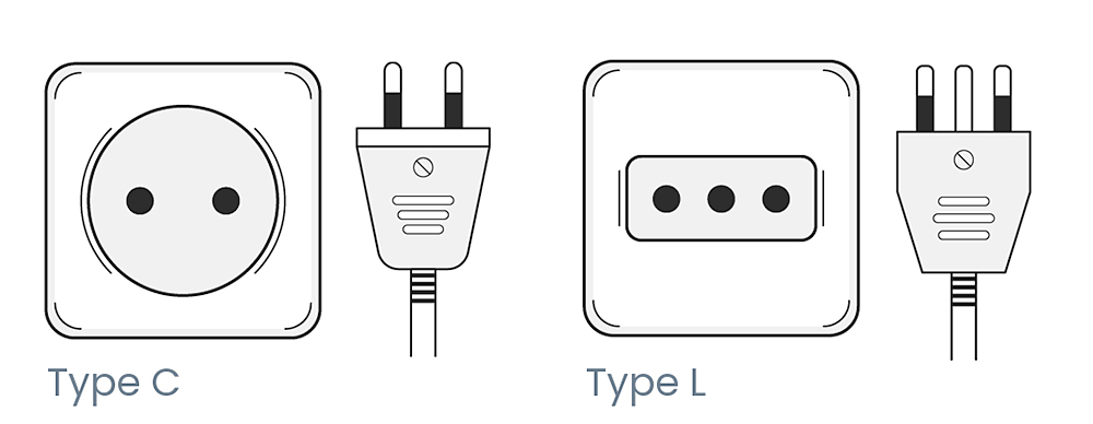 Power adapter drawing for Chile and Argentina