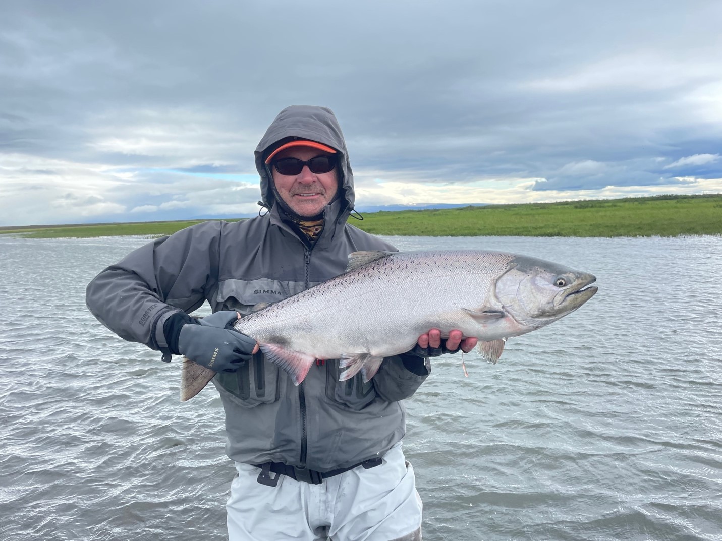 Lava Creek Lodge, AK Guest with King Salmon