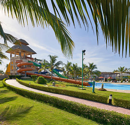 Water slides at the hotel resort