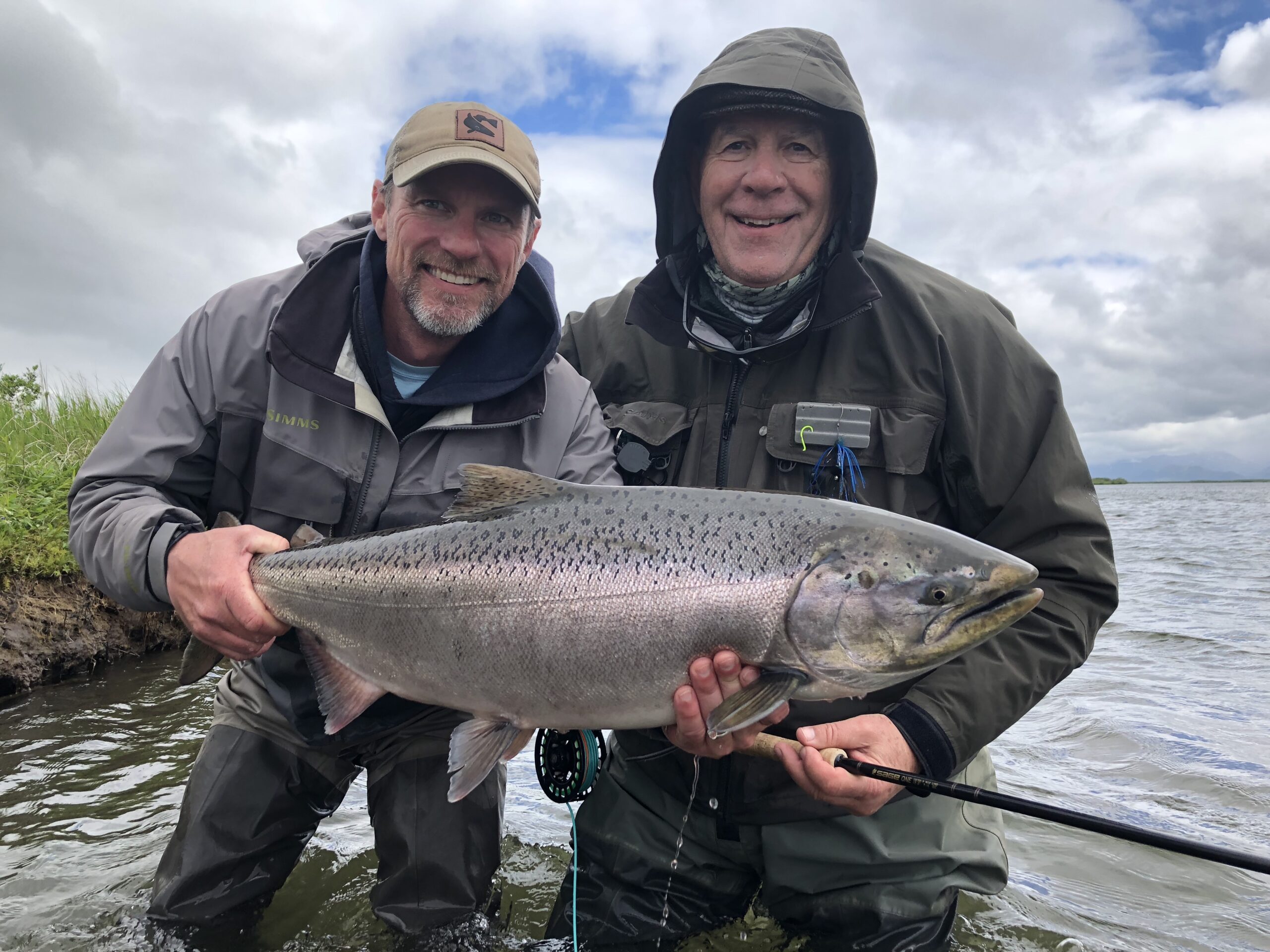 Phil Byrd and guest with Lava Creek Lodge Chinook Salmon