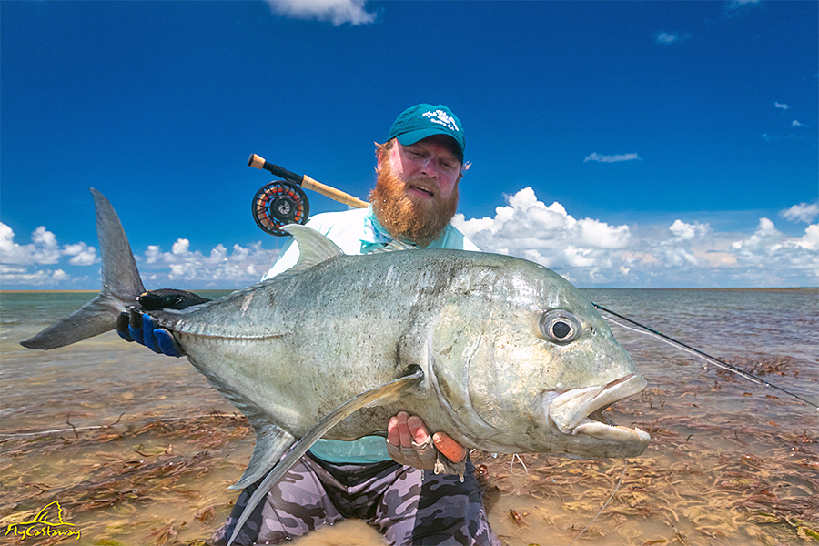Justin Miller with a Giant Trevally in the Indian Ocean