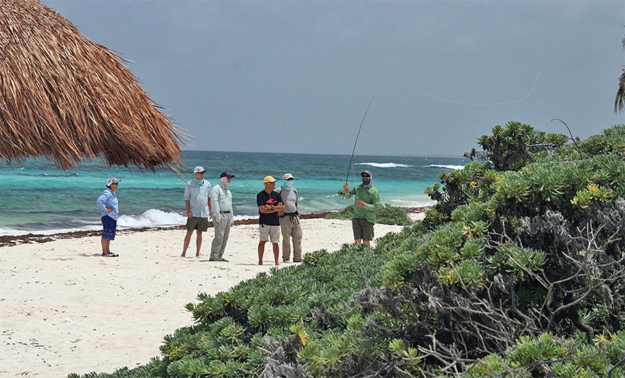 Shane Kohlbeck teaching casting on a hosted trip to ESB Lodge in Mexico
