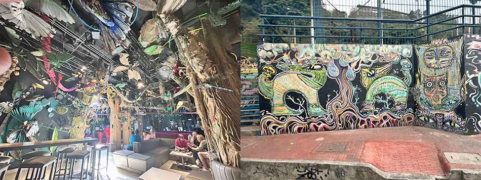 The Black Tower had some interesting recycled jungle art with graffiti around town