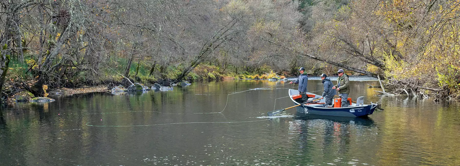 Brian Flint rowing the Trinity River with anglers