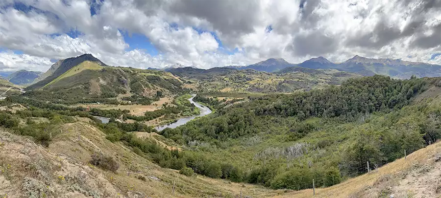 View of the river and valley from the top of a mountain
