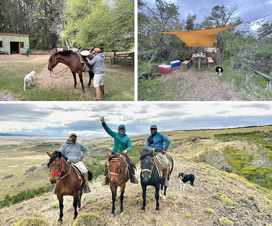 Horses and shore lunch