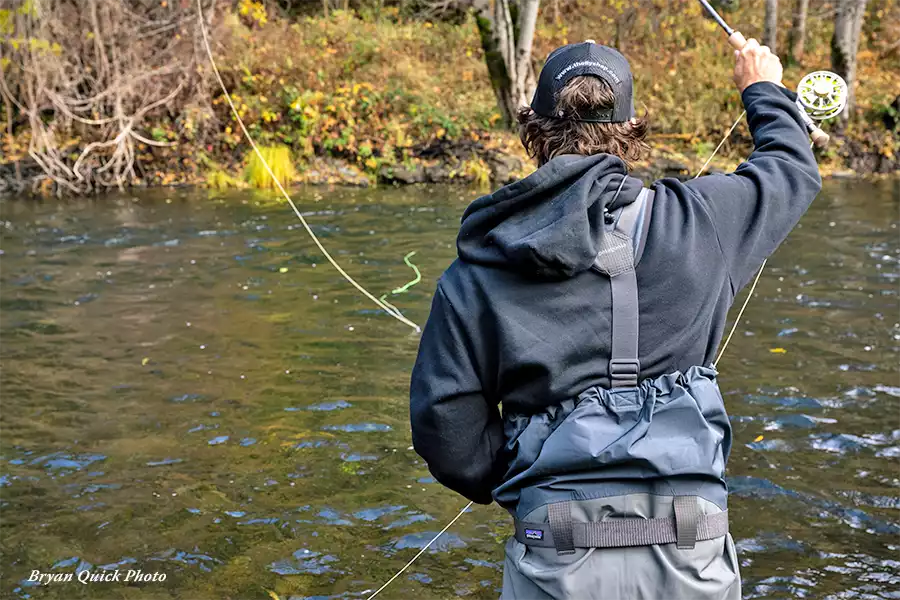 Brian Flint mending his fly line on the Trinity River