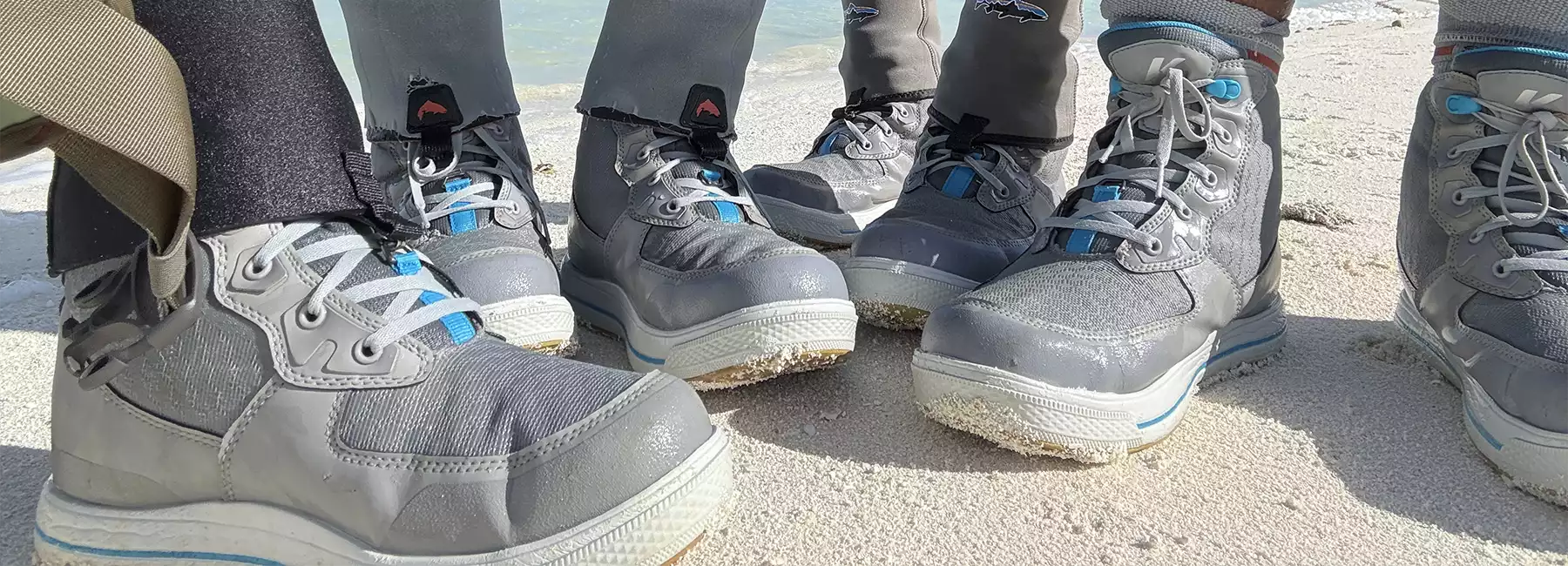 The crew wearing the Korkers Salt Sneaker Boot